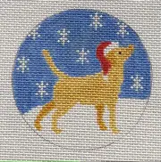 Yellow Lab Christmas Ornament Hand Painted Needlepoint Canvas
