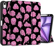 MEEgoodo Case for iPad Air 11 inch 7th/6th Generation 2025 2024 with M3 M2 Chip,Case for iPad Air 5th/4th Generation 10.9 inch 2022 2020, Tablet Cover with Soft TPU Back Shell, Pink Groovy Emoji