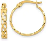 [JewelryWeb] 14k Gold Polished Intertwined Filigree Hoop Earrings 18.1x17.8mm Wide 3.5mm Thick-Hoop Earring for Women