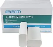 Serenity Ultraslim Hand Towels, 16 Packs, 150 Sheets per Pack, 23x24cm, Highly Absorbent Hand Paper Towels.