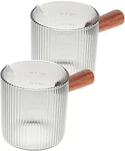 EXHUMKY Small Milk Pitcher Set Glass Measuring Cup for Kitchen Bar Restaurant Home Use