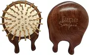 Jane Sweetpea Sandalwood Scalp Massage Brush with Bamboo Bristles and Jute Storage Bag – Anti-Static Hair & Facial Massage Tool for Relaxation and Scalp Care
