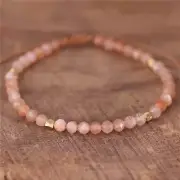 Natural Sunstone Bracelet Orange Crystal Gemstone Braided Healing Bracelet