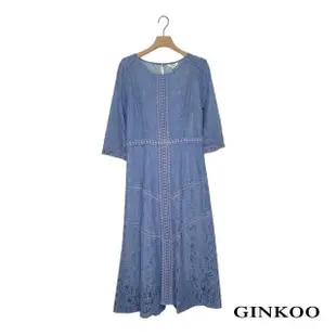 【GINKOO 俊克】蕾絲雕花長洋裝