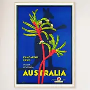 Galrie Vintage Western Australian Kangaroo Paws Travel Poster for Home Decor, Wood Frame, A1 60 x 84cm (23 x 33inch)