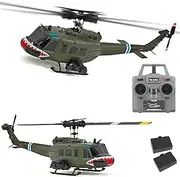 315MM UH-1 Remote Control Helicopter Aircraft for Adults Expert 6CH C032 Maintain Altitude Brushless Motor Optical Flow Positioning/Fly Upside Down 3D Rolling Hobby RC Heli (RTF 2Battery)