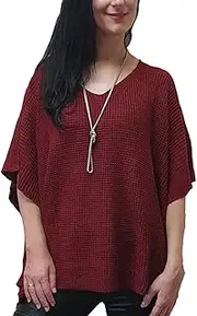 [Mimosa] Ladies One Size Knitted Warm Oversized V-Neck Poncho Cape with Side Buttons
