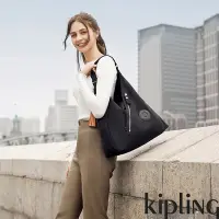 在飛比找Yahoo奇摩購物中心優惠-Kipling 率性玫瑰金細節黑色質感時尚流蘇肩背托特包-O