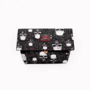 Kravitz Krabag Cotton Eco Zipper Clutch Bag Skulls Pattern Black Grey CH2-5323