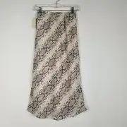 Japna Womens Size S Cream and Grey Snakeskin Modest Skirt Pull On Career Work
