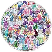 100 Packs Crystal Stickers Water Bottles Laptop Phone Motorcycle Computer Guitar Skateboard Hydroflasks Witch Crystal Vinyl Sticker Waterproof Aesthetic Trendy Decals for Teens Girls Adults