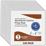 Individually Wrapped Povidone-Iodine 10% Prep Pads (120 Count) Cleansing Medical Wipes