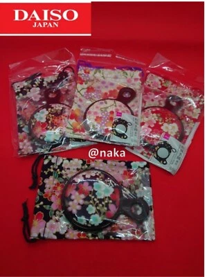 DAISO japan A small mirror with a kimono pattern /Set of 4