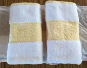 2 New Vintage Yves Delorme 15 X 28" Guest Towels ECUME Yellow Set