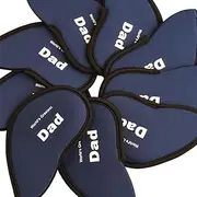 10Pcs Blue Golf Irons Head Covers Neoprene Golf Club. Navy Blue Printed with World's Greatest Dad. Made from Quality Neoprene Fabric.