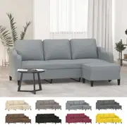 3-Seater Sofa Couch with Footstool Lounge Sofa Chair Settee Fabric vidaXL