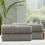 Renee Taylor 4 Piece Ribbed Bath Sheet Towel Platinum