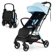 Costway Portable Stroller Prams Adjustable Pushchair w/Canopy & Storage Basket Blue