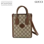 Exhibit Gucci Interlocking G Mini Tote Shoulder Bag Gg Supreme Canvas Leather 67