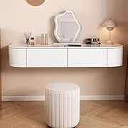 GRIPITHPY Floating Vanity Table with Drawers,Wall Mounted Dressing Table,Simple White Vanity Desk,Makeup Vanity Storage Cabinet,nightstand Bedside Table for Bedroom Bathroom Hairdressers