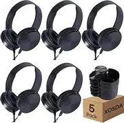 XOSDA 10 Pack Classroom Headphones Bulk,Wholesale School Durable Wired Earphones for Students,Kids,Children Toddler Teen Boys Girls and Adult(LS450,10 Black)