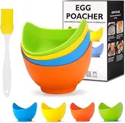4 Pack Proxima Direct Silicone Egg Poacher, High Temperature Resistant Steamer Cups for Microwave or Stovetop Cooking, With Extra Oil Brush, BPA Free