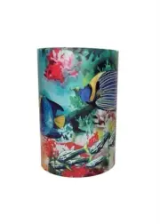 Colorful Tropical Fish LED Pillar Candle W/ Timer Pier 1 Battery Powered Scented