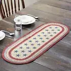 Table Runner Celebration Jute Americana 13x36 Oval Star Kitchen Decor VHC Brands