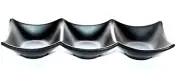 3-Compartment Divided Section Melamine Sauce Dish Plates Soy Sauce Dipping Black
