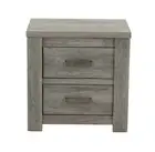 Rustic Nightstand | Light Grey Bedside Table | 2 Drawers