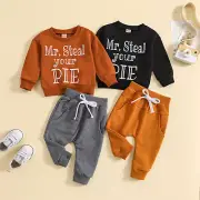 Set for Boys Toddler Kids Boys Outfit Halloween Letters Prints Long Sleeves Tops