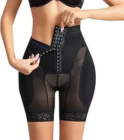 [Lu's Chic] Women's Padded Shapewear Shorts Firm Body Shaper Trainer Fitted Basic Above Knee Gala Hook Butt Lifter