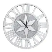 Sparkle Twinkle Crystal Diamond Wall Clock Silver Mirror Wall Decor Big Clocks