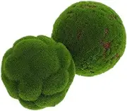 JUMPLAWN 2pcs Artificial Moss Grass Balls Simulated Greenery Spheres for Hotel Ceiling and Window Display Decorative Moss Ornaments for Indoor Outdoor Decor Resilient and Ambiance