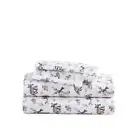 Woodland Friends 4-Piece White Cotton Flannel Queen Sheet Set