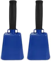 Deke Home - 7-Inch Steel Cowbells Noise Makers (2-Pack), Loud Cheering Bell for Sporting Events, Football Games, & Parties, Cow Bell Musical Instrument for Drummers, School Spirit, Competitions