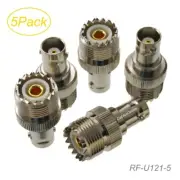 5-Pack BNC Female to UHF SO-239 Female RF Coaxial Adapters, RF-U121-5