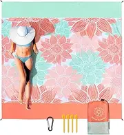HIHOHO Beach Blanket Waterproof Sandproof Extra Large Beach Mat 79" X 83"/120"x108"for 1-8 Adults Quick Drying Durable Outdoor Picnic Mat for Beach Travel Camping Hiking