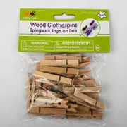 Natural Wood Clothespins 24 Pieces - 48mm