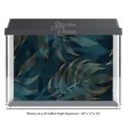 Floral Blue Teal Leaves Polyester Fish Tank Glass Backdrop Aquarium Background