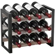 JACKCUBE Design Wine Rack Freestanding Floor 3 Tier Stackable 12 Wine Bottle ...