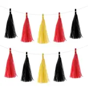 15Pcs Red,Light Yellow,Black Tassel Garland Banner with Rope