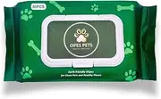 OPES Pets Biodegradable Hypoallergenic Pet Grooming Wipes - Unscented, Safe for All Pets (80 Count)