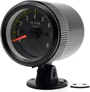 PMGMZPGPMA 2" 52mm Auto Car Tachometer Gauge Analog Carbon Fibre Face 0-8000 RPM White Background Light Black Bezel Automobile Tachometer