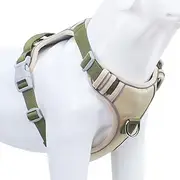 Bokelai Upgraded Dog Harness No Pull Reflective Pet Harness with Handle Front Clip Puppy Vest Harness Adjustable Padded Harness with Molle for Small Medium Large Dogs Khaki S