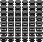 Foraineam 48 Pack 1 oz. Aluminum Round Lip Balm Tin Containers with Screw Lid - Metal Storage Travel Tins Matte Black Empty Tin Jars