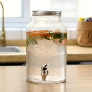 帶龍頭梅森罐水果酵素桶發酵桶密封甜品臺食品級玻璃果汁桶6L