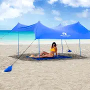 Red Suricata Family Beach Sun Shade Canopy - Blue