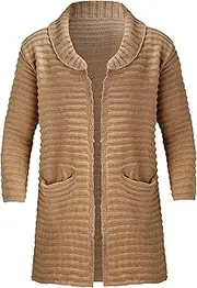 [Gsywaipei] Men's Long Knit Cardigan Coat Casual Shawl Male Knitted Sweater Coats Lightweight Pocket Knits Sweaters Jacket, Khaki, M