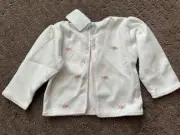 Mini La Mode Baby Girls Cardigan White With Pink Flowers Size 3 Months